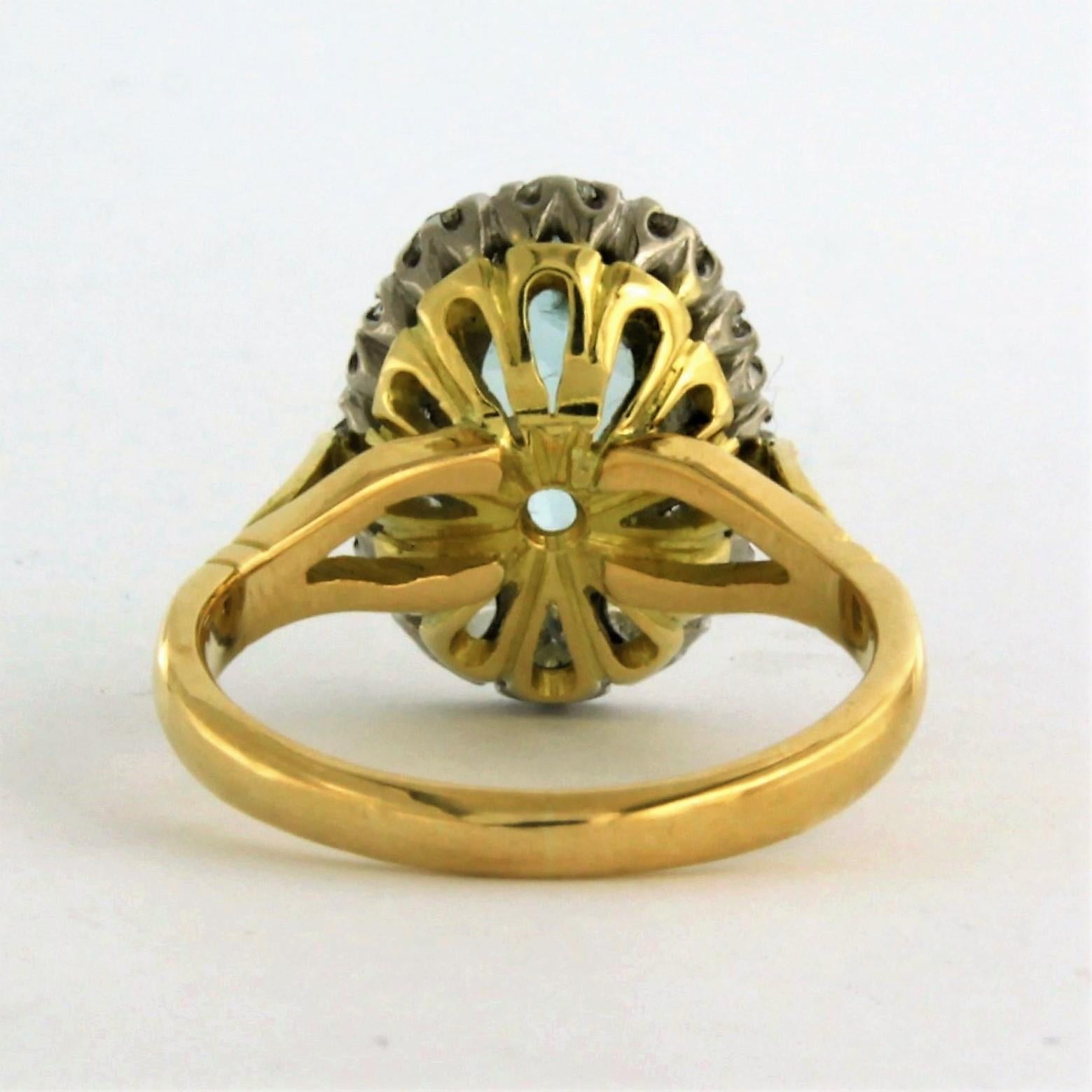 Women's Ring with Topaz and diamonds up to 0.60ct 18k bicolour gold For Sale