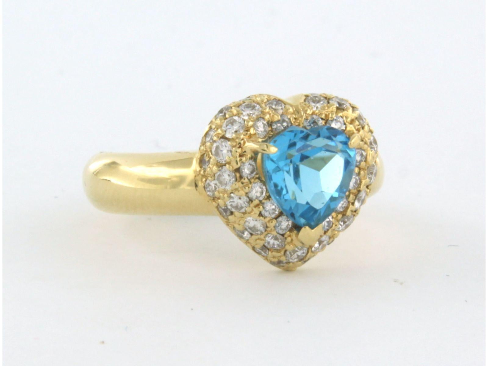 Modern Ring with topaz and diamonds up to 0.61ct 18k yellow gold  For Sale