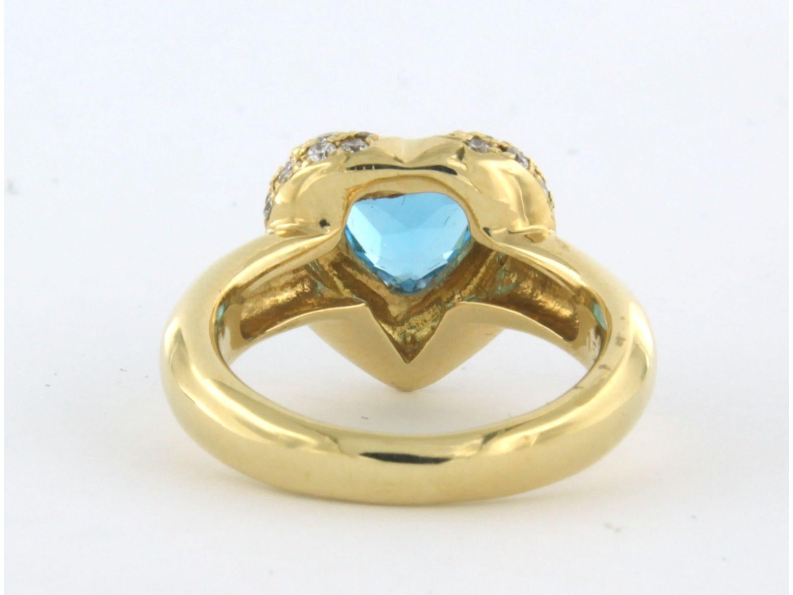 Ring with topaz and diamonds up to 0.61ct 18k yellow gold  In Excellent Condition For Sale In The Hague, ZH