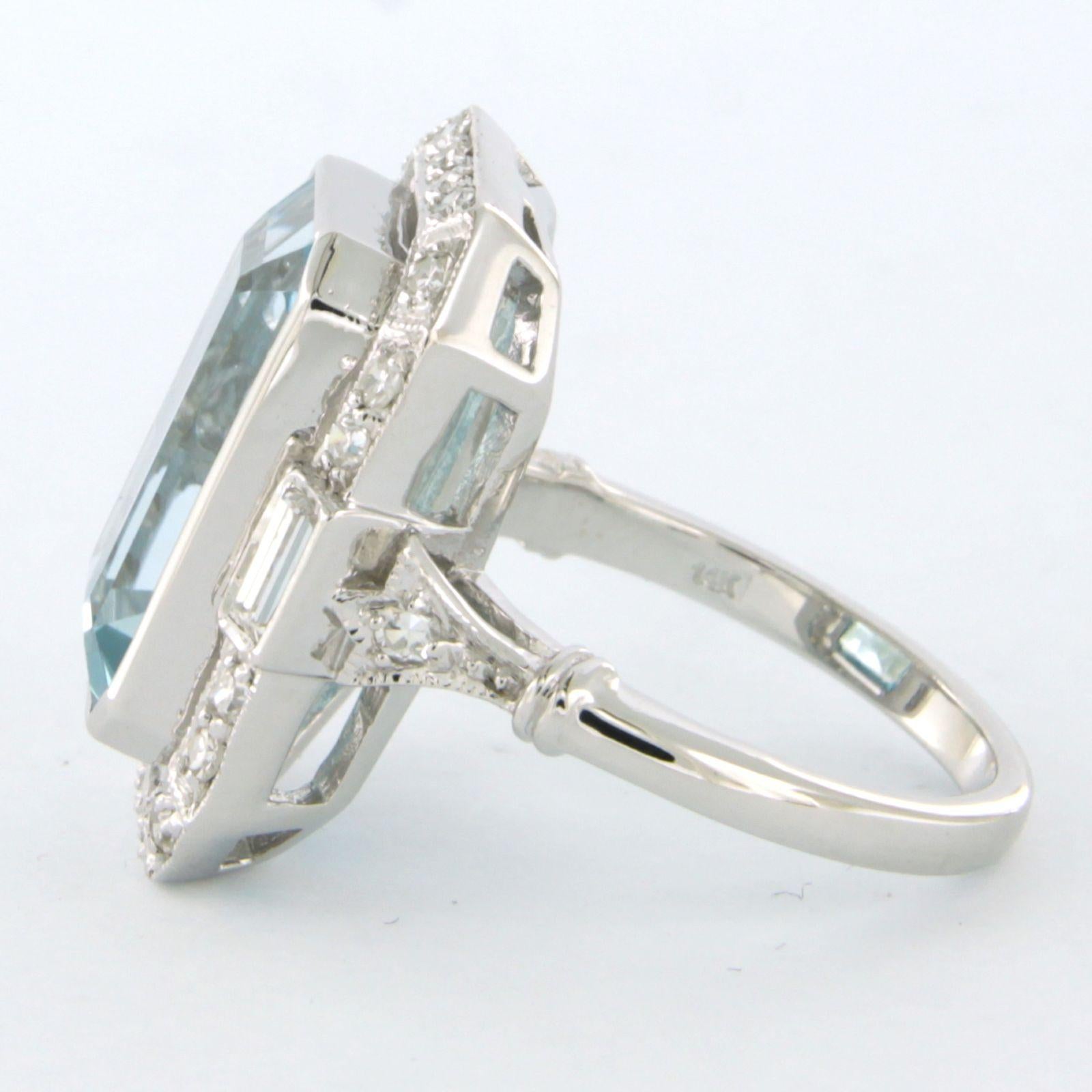 Ring with topaz and diamonds up to 0.86ct. 14k white gold In New Condition For Sale In The Hague, ZH