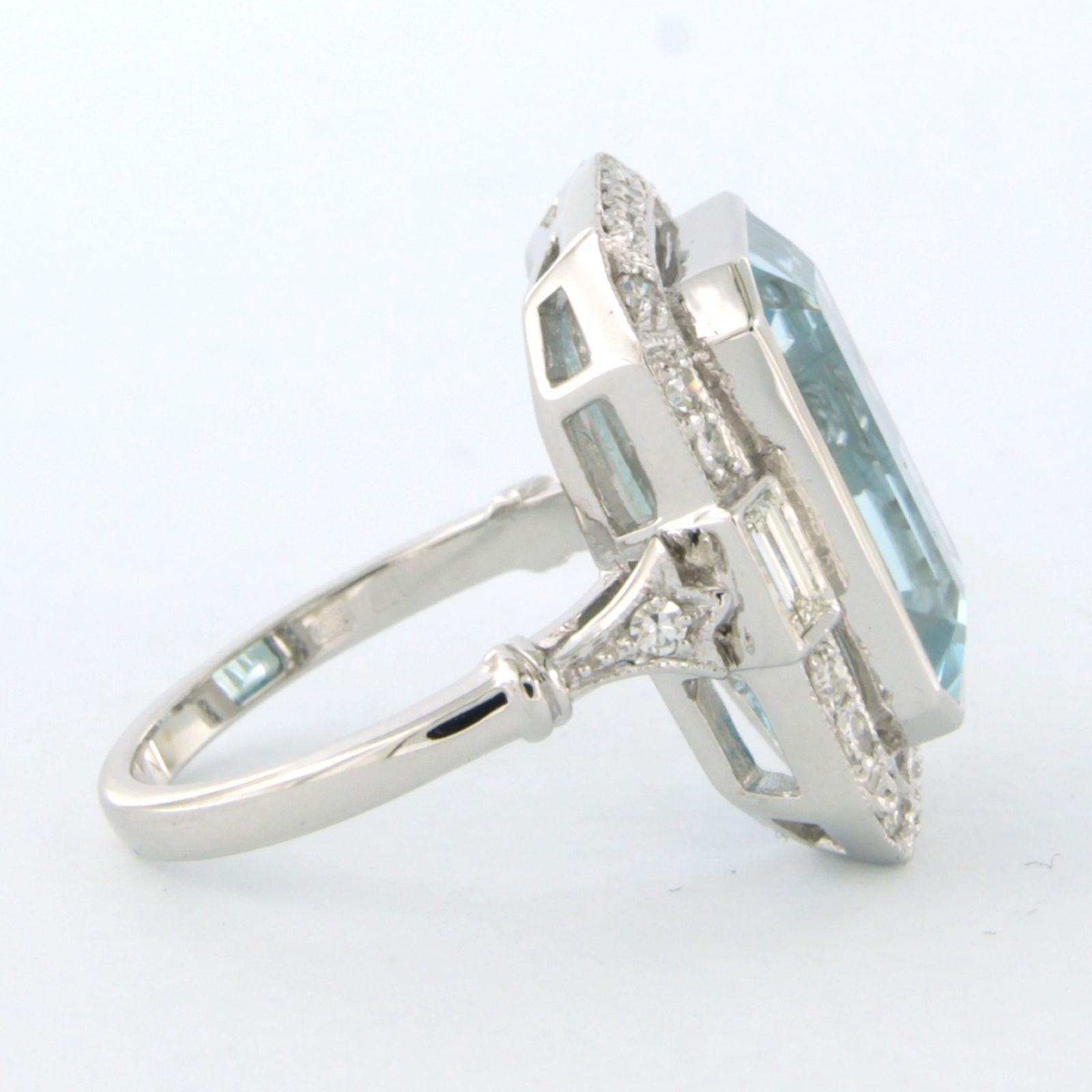 Ring with topaz and diamonds up to 0.86ct. 14k white gold For Sale 1