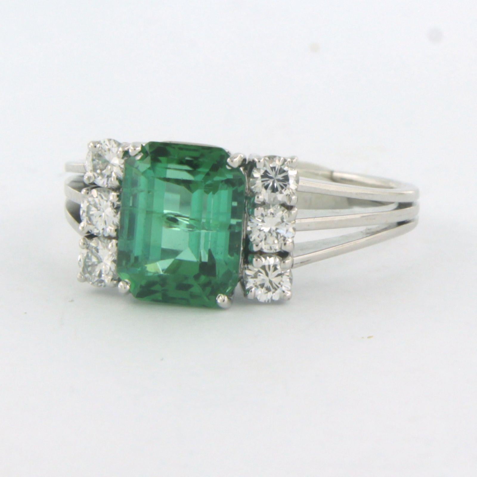 Ring with tourmaline and brilliant cut diamonds up to 0.60ct 18k gold 5.9 grams Pour femmes en vente