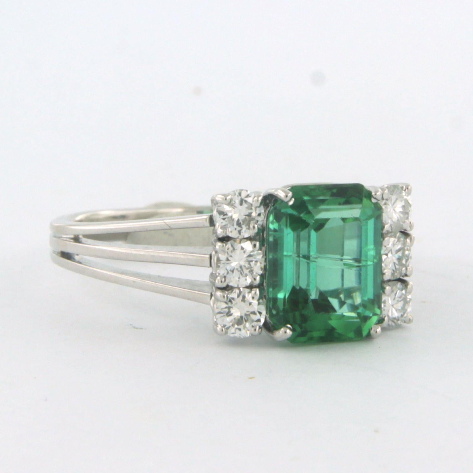 Ring with tourmaline and brilliant cut diamonds up to 0.60ct 18k gold 5.9 grams en vente 1