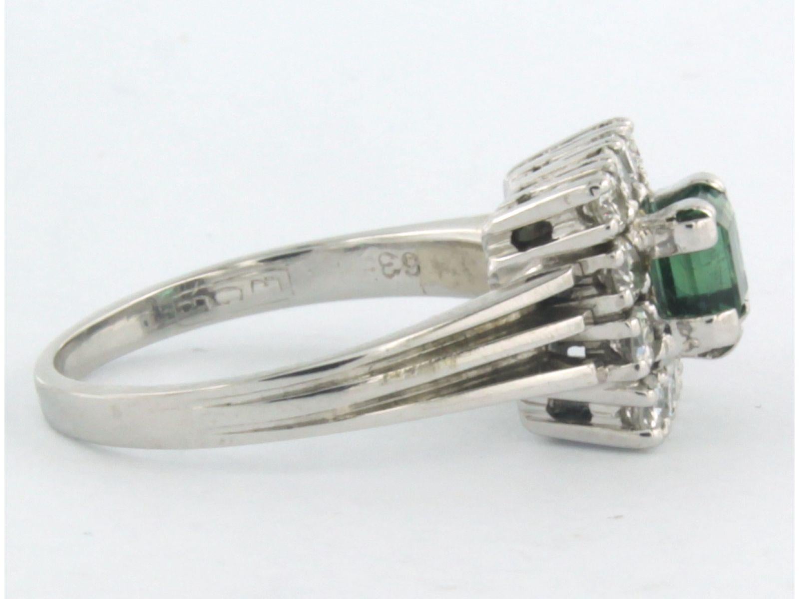 Ring with tourmaline and brilliant cut diamonds up to 0.63ct 14k gold 5.0 grams In Excellent Condition For Sale In The Hague, ZH