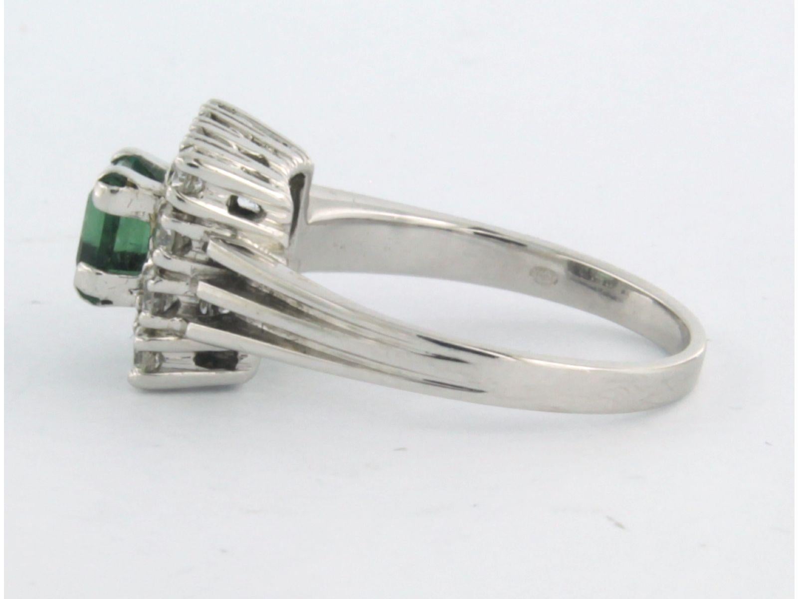Women's Ring with tourmaline and brilliant cut diamonds up to 0.63ct 14k gold 5.0 grams For Sale