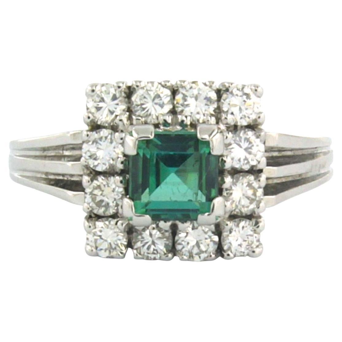 Ring with tourmaline and brilliant cut diamonds up to 0.63ct 14k gold 5.0 grams For Sale