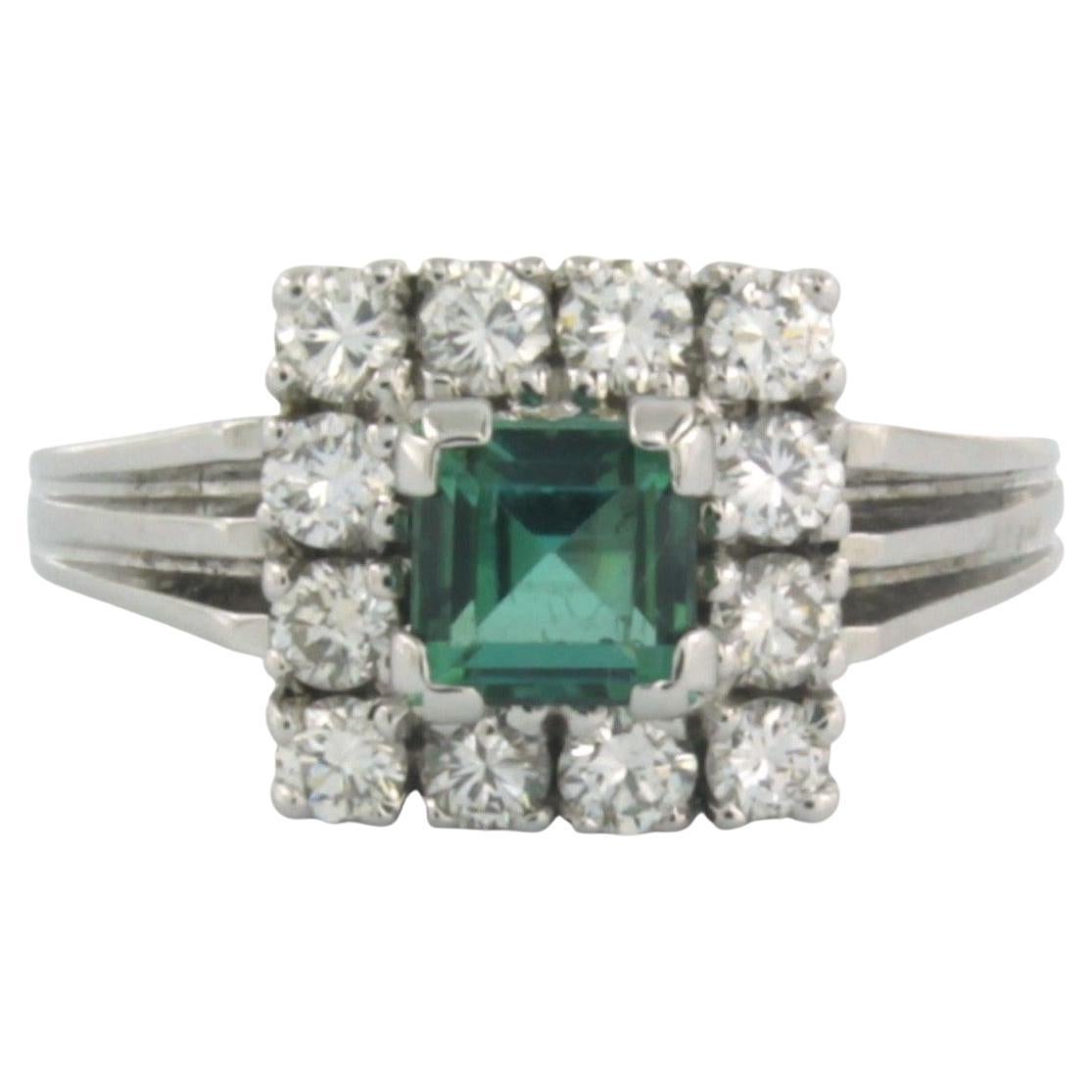 Ring with tourmaline and brilliant cut diamonds up to 0.63ct 14k gold 5.0 grams For Sale