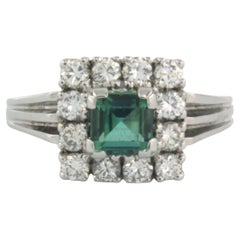 Ring with tourmaline and brilliant cut diamonds up to 0.63ct 14k gold 5.0 grams