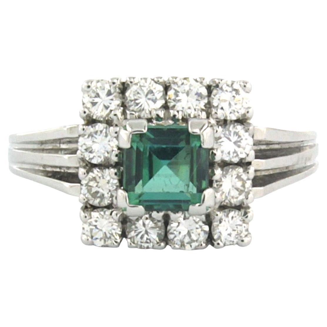 Bague avec tourmaline et diamants taille brillant jusqu'à 0,63ct or 14k 5,0 grammes en vente