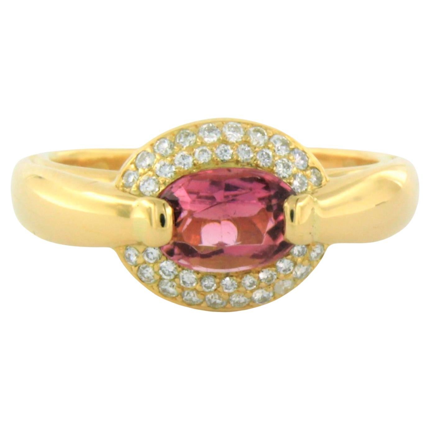 Ring with Tourmaline and diamonds 18k yellow gold For Sale