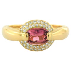 Ring with Tourmaline and diamonds 18k yellow gold