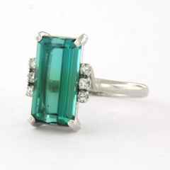 Ring with tourmaline up to 3.50ct and single cut diamonds up to 0.12ct 14k gold
