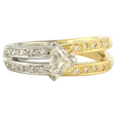 Ring with triangle and brilliant cut diamonds up to 0.50ct 18k gold