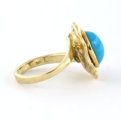 Ring with turquoise 14k yellow gold 5.9 grams