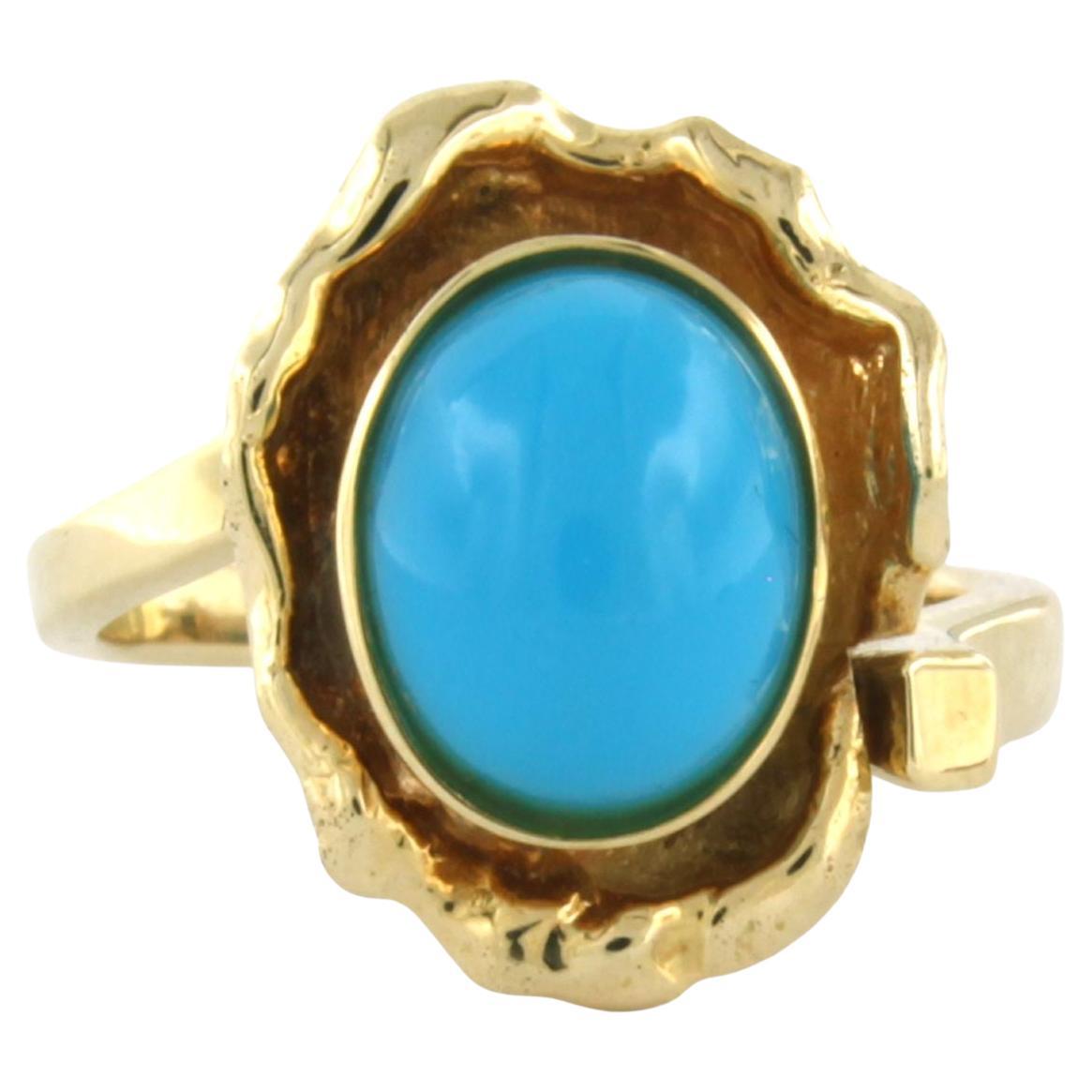 Ring with turquoise 14k yellow gold 5.9 grams