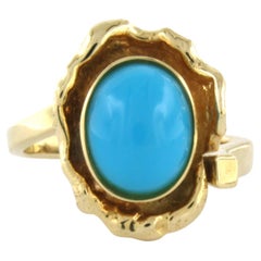 Ring with turquoise 14k yellow gold 5.9 grams