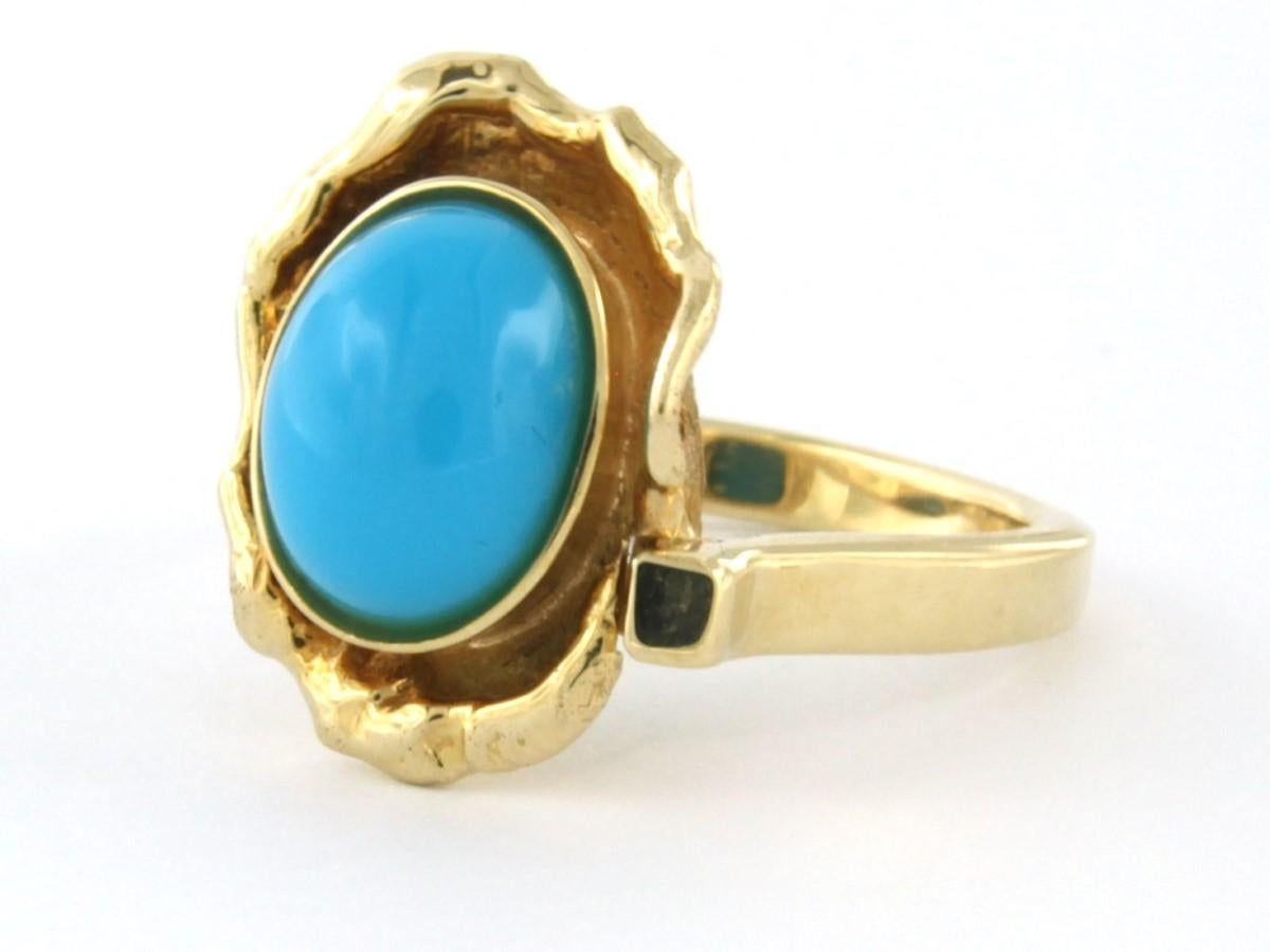 Modern Ring with Turquoise 14k yellow gold For Sale