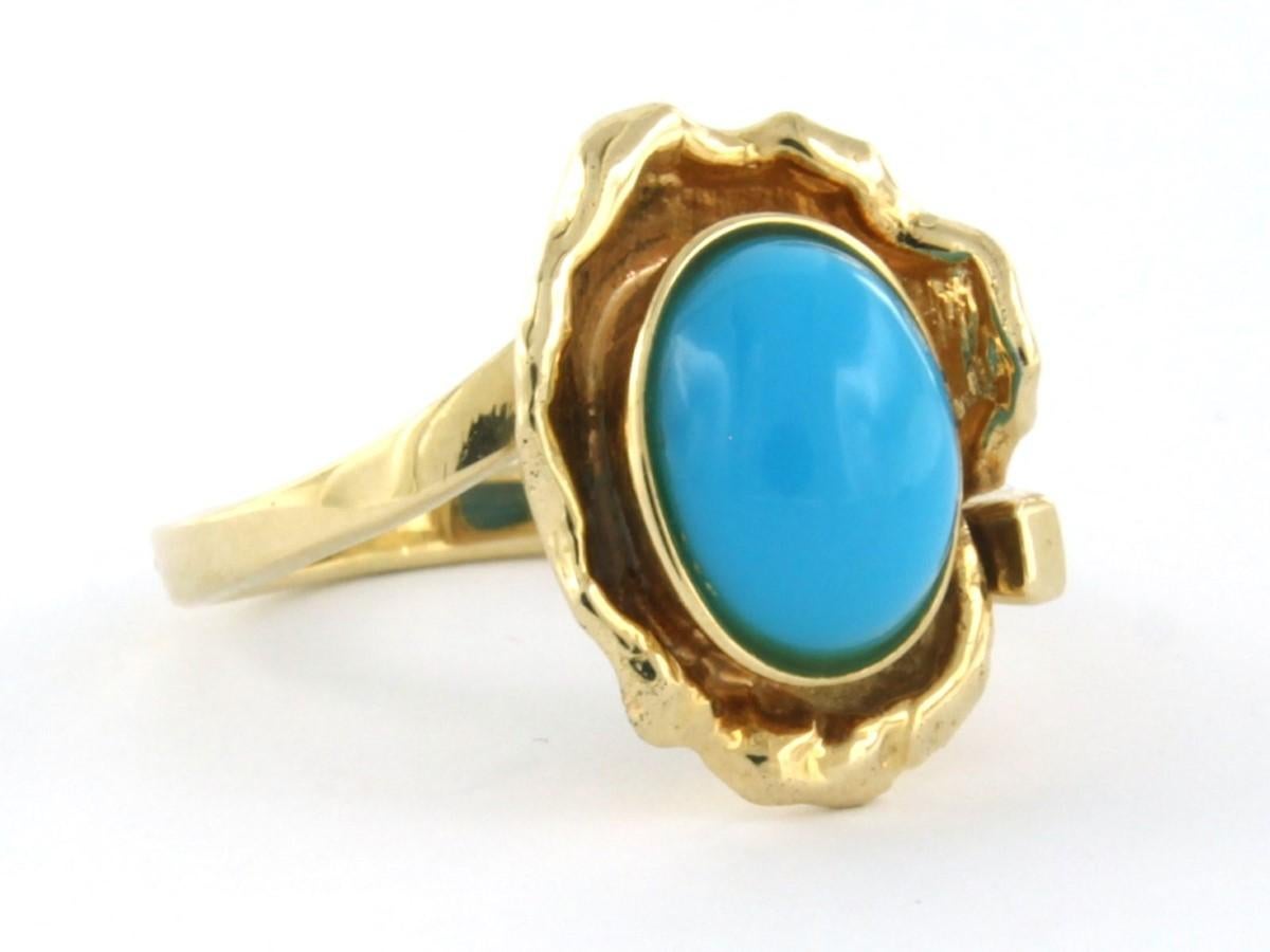 Cabochon Ring with Turquoise 14k yellow gold For Sale