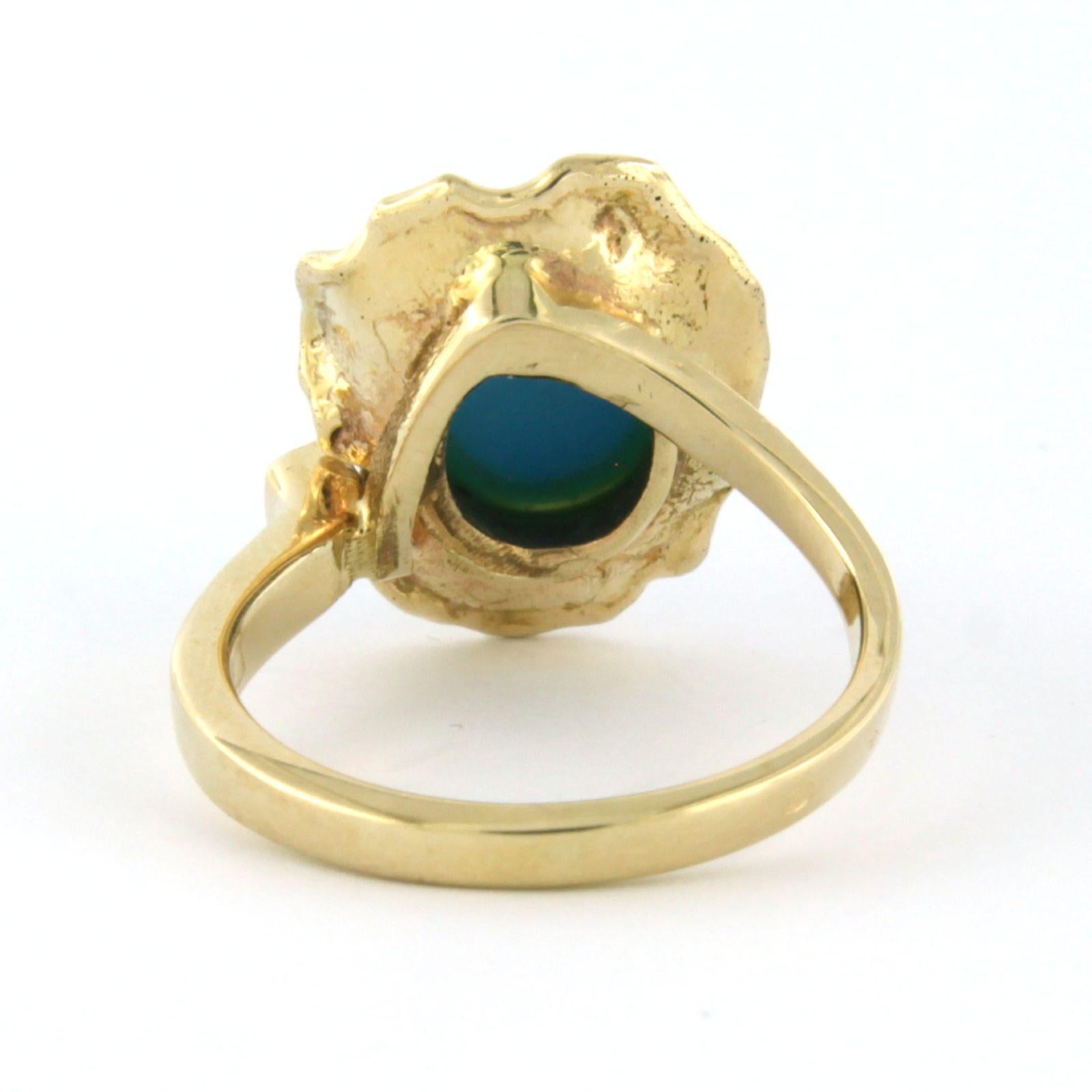 Cabochon Ring with turquoise 14k yellow gold For Sale