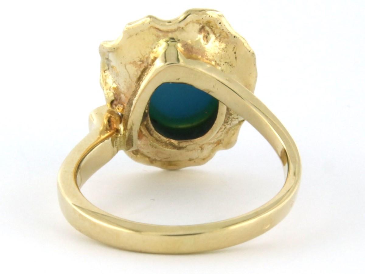 Ring with Turquoise 14k yellow gold In Good Condition For Sale In The Hague, ZH