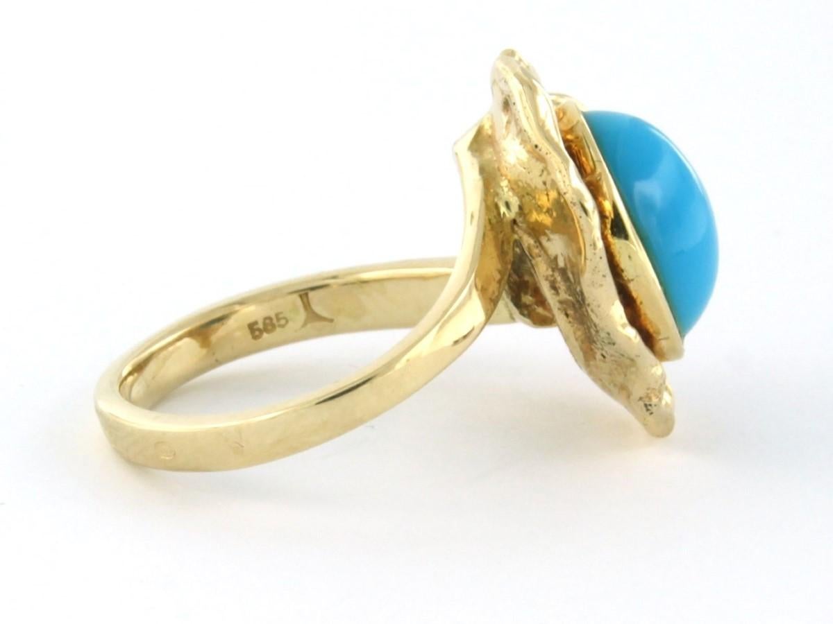 Ring with Turquoise 14k yellow gold For Sale 1