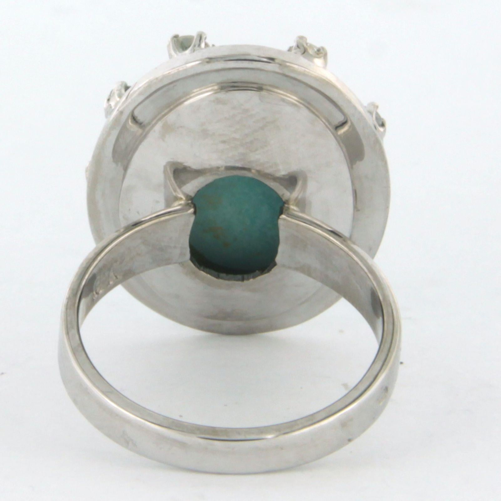 Women's Ring with turquoise and diamond 18k white gold For Sale