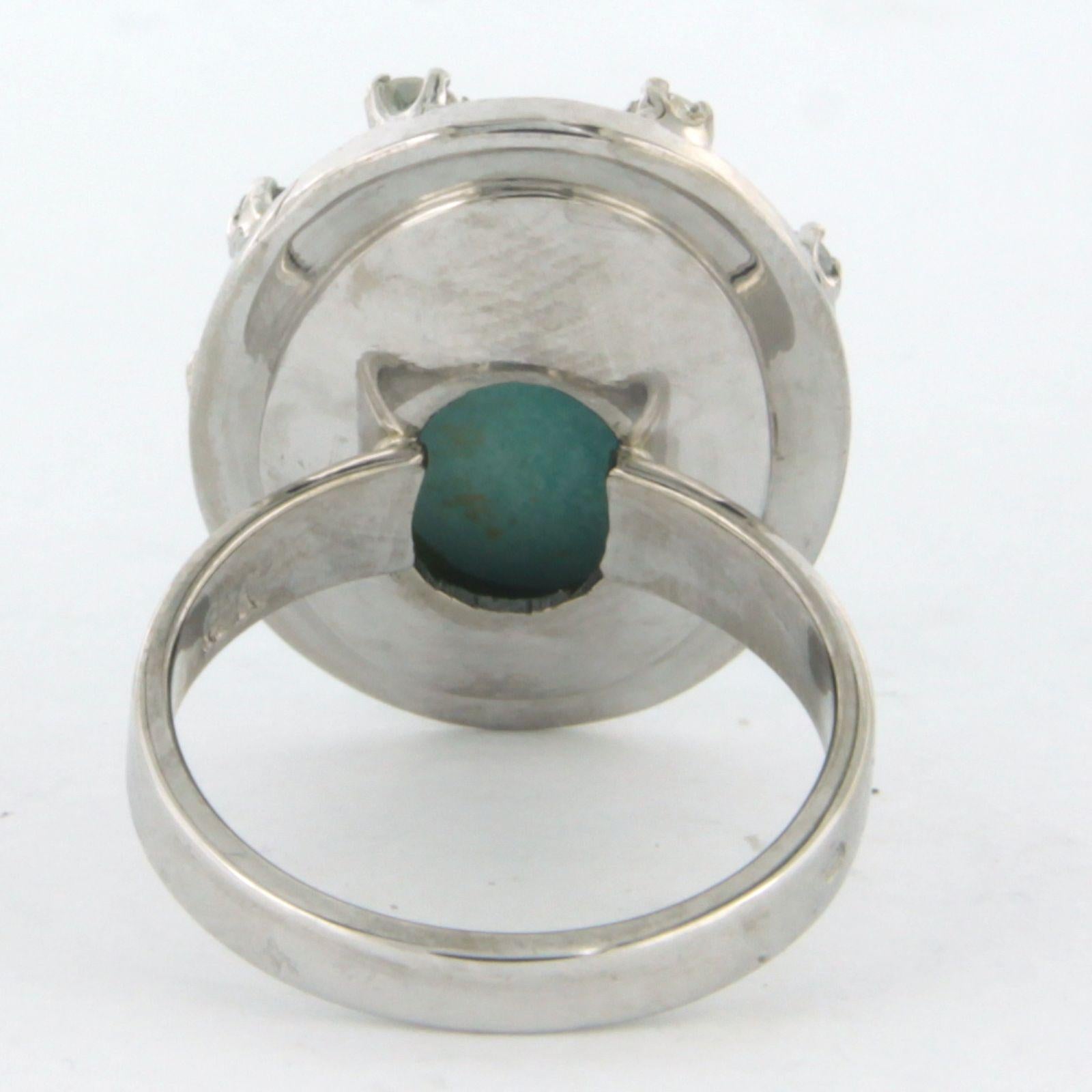 Donna Whiting con turchese e diamanti taglio singolo 0,18 ct oro bianco 18 carati in vendita