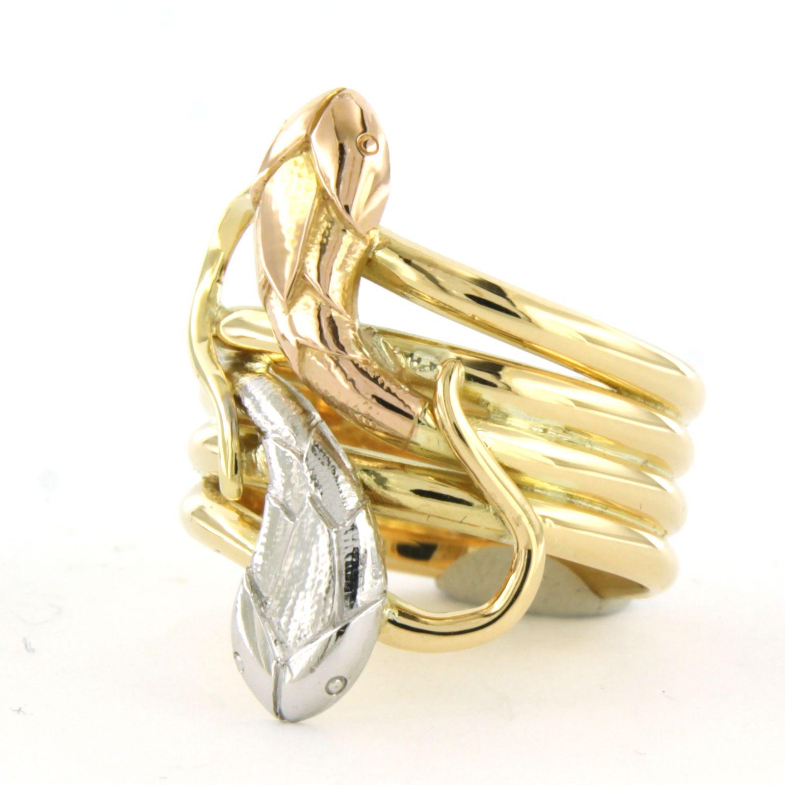 Anello con due teste di serpente - 14,3 grammi - Oro 18k In condizioni ottime in vendita a The Hague, ZH