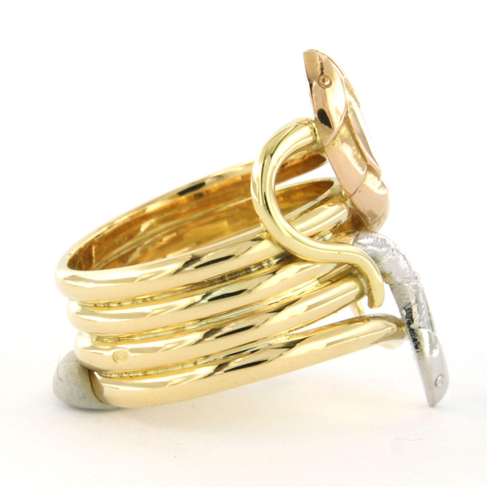 Anello con due teste di serpente - 14,3 grammi - Oro 18k in vendita 1