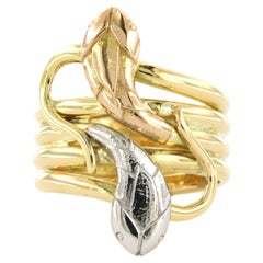 Bague avec deux têtes de serpent - 14,3 grammes - or 18 carats