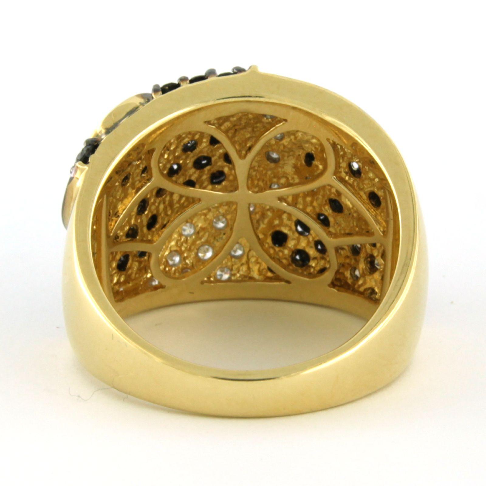 Ring mit weißen, schwarzen und champagnerfarbenen Diamanten bis zu 2,30 ct 18k Gold (Brillantschliff) im Angebot