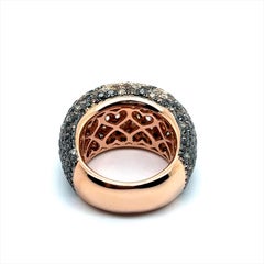 Ring with White, Black and Champange Diamonds in 18 Karat Red Gold