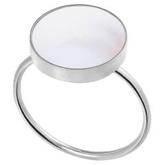 Ring with white opal sterling silver size 5.5