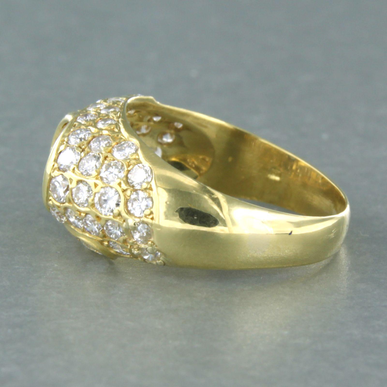 Ring with yellow and blue sapphire, and diamond, 18k gold In Good Condition For Sale In The Hague, ZH