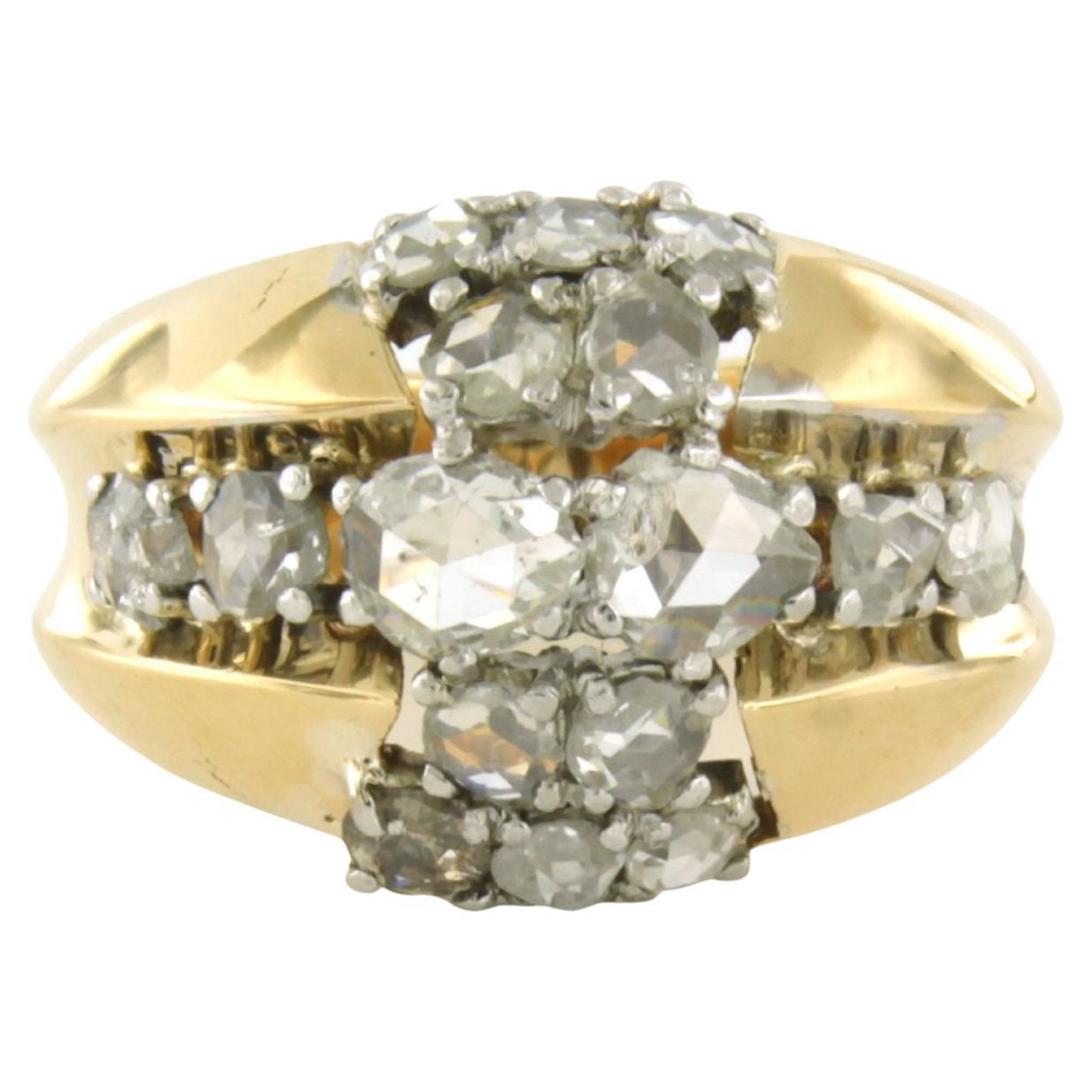 Ring wth rose cut diamonds up to 1.00ct 14k yellow gold and platinum