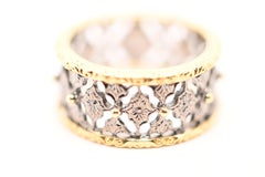 Ring Yellow and Black Gold 18 Carats Lace Details and Gold Beads