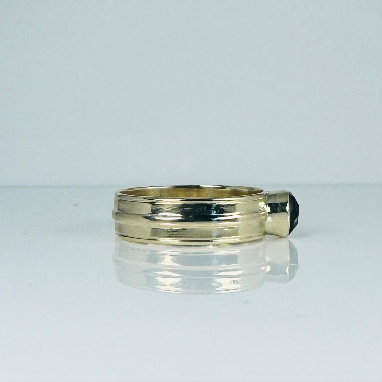 Bague en or jaune 14 carats avec quarts fumés ronds facettés Pour femmes en vente