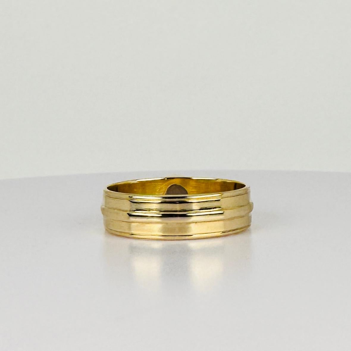 Ring Yellow Gold 14k with round facetted smokey quarts gemstone For Sale 2