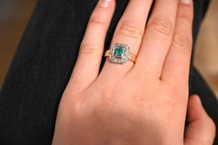 Ring Yellow Gold 18 Carats Emerald Diamonds
