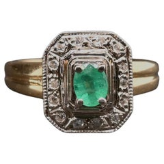 Ring Yellow Gold 18 Carats Emerald Diamonds