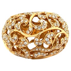 Anillo Oro Amarillo 18 Quilates Con Detalles De Encaje Diamantes 1,02 Quilates