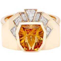 Ring Yellow Gold Citrine 2.50 Carat Diamonds Ring Yellow Gold Citrine 2.50 Carat Diamonds