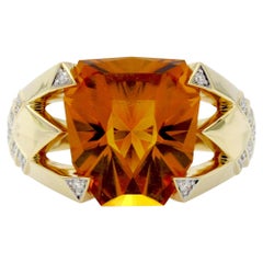 Ring Yellow Gold Citrine 6.25 Carat Diamonds Ring Yellow Gold Citrine 6.25 Carat Diamonds