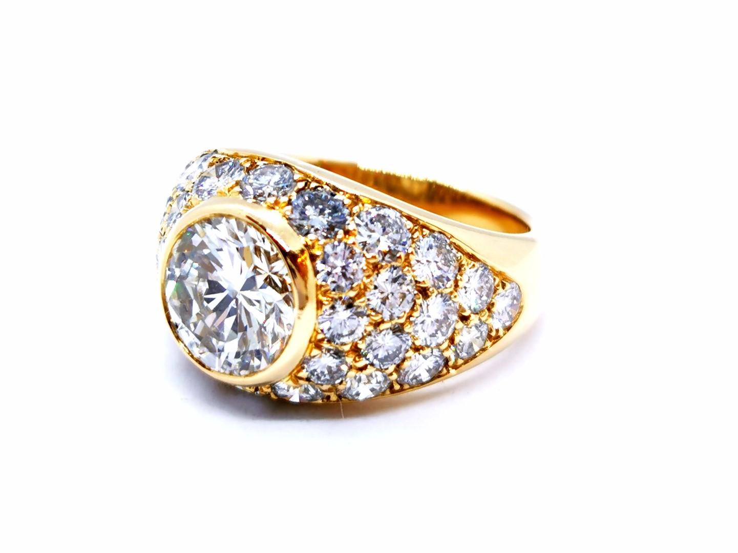 Bague Or Jaune Diamant Excellent état - En vente à PARIS, FR