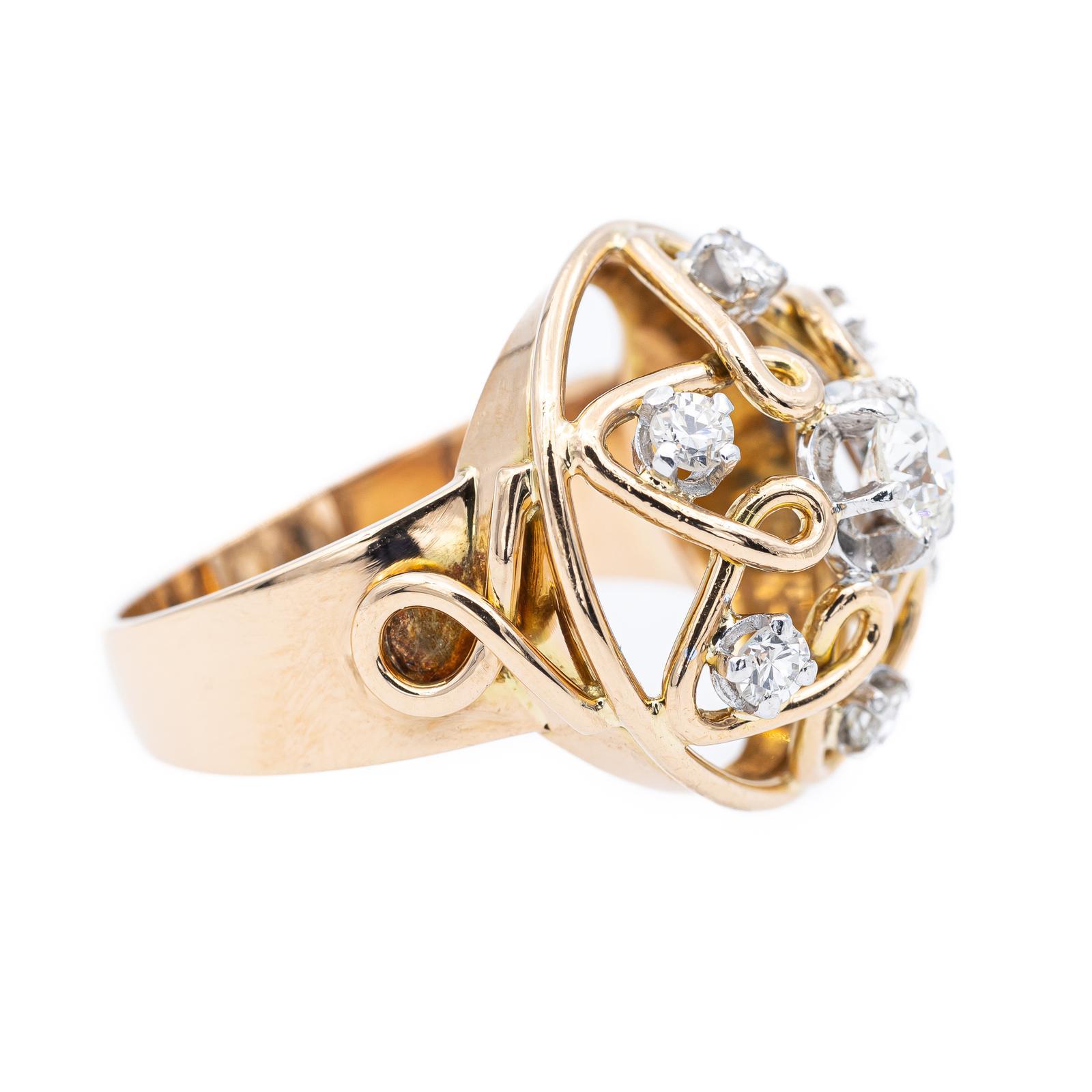Gelbgold-Ring mit Diamanten im Angebot 2