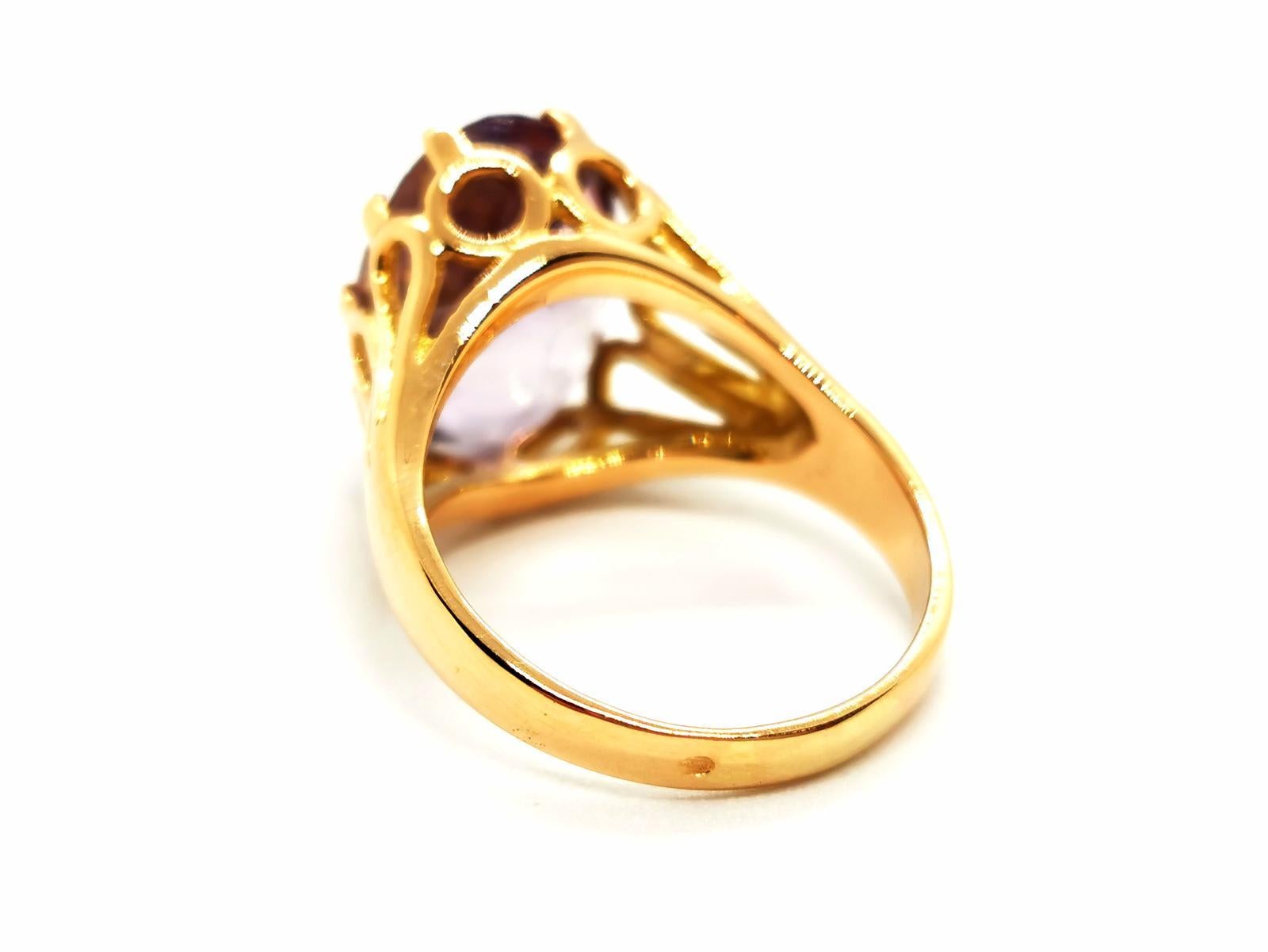 Ring Yellow Gold Amethyst In Excellent Condition For Sale In PARIS, FR