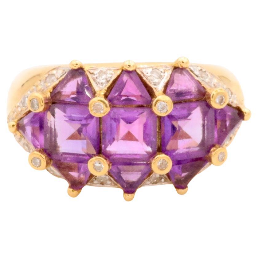 Ring Yellow Gold Amethyst For Sale