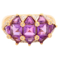 Vintage Ring Yellow Gold Amethyst
