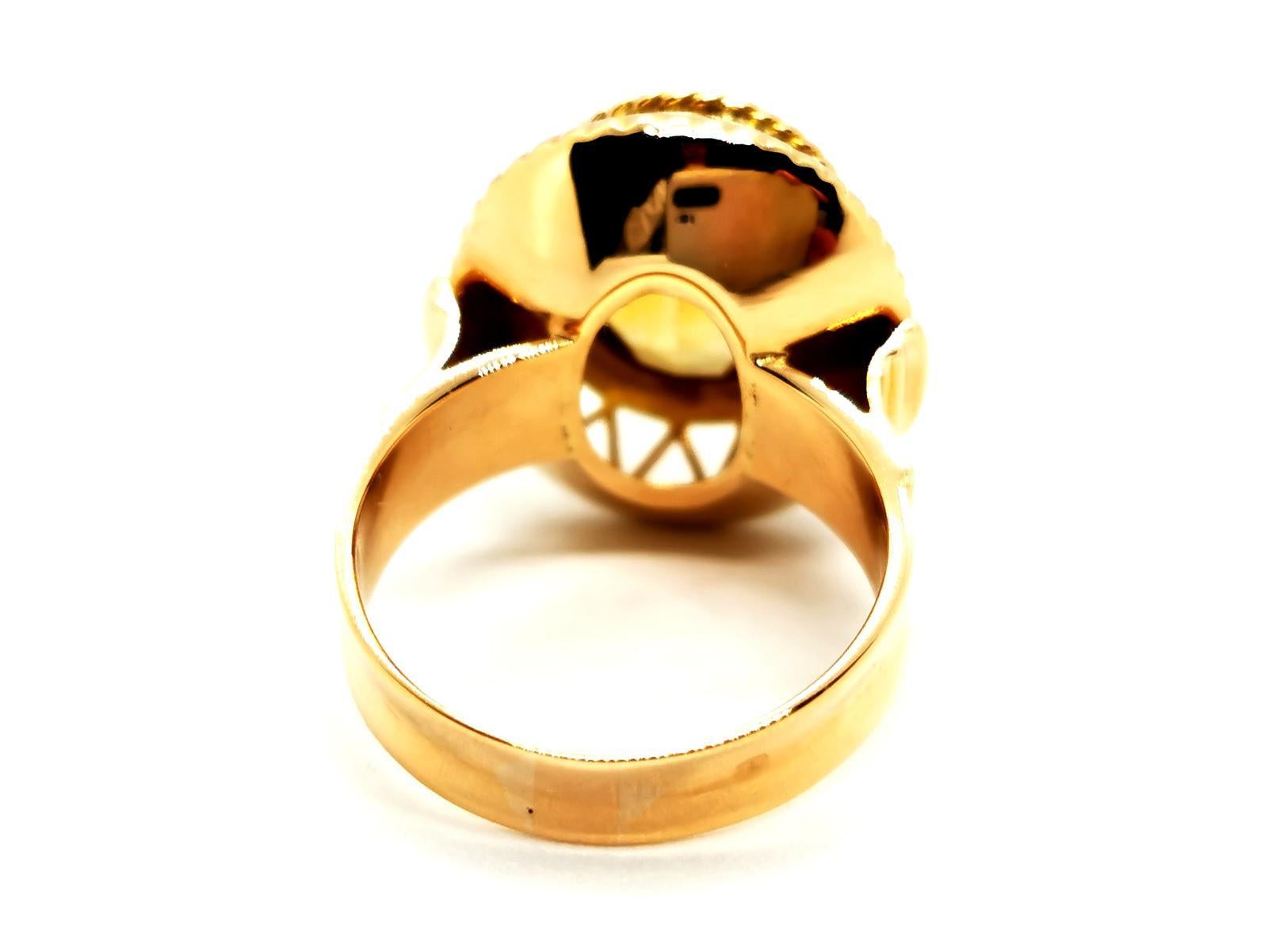 Ring Yellow Gold Citrine In Excellent Condition For Sale In PARIS, FR