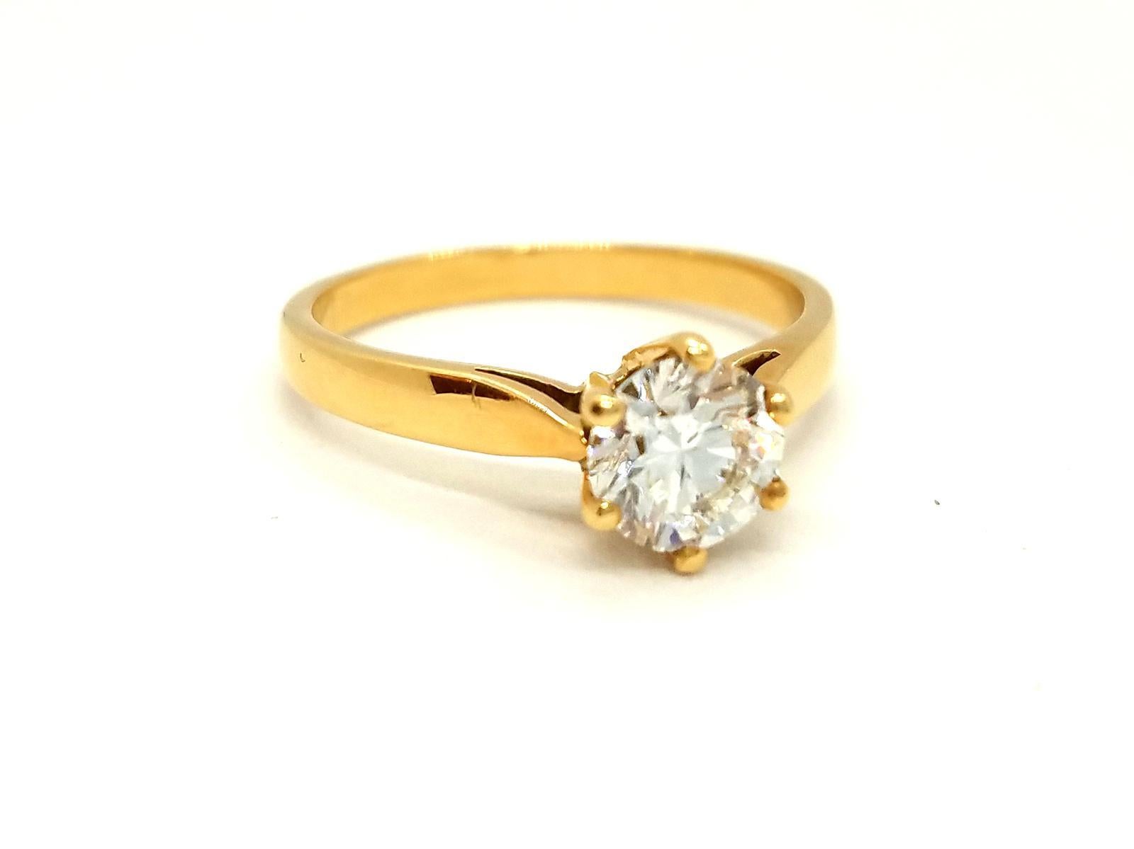 Ring Yellow GoldDiamond In Excellent Condition For Sale In PARIS, FR